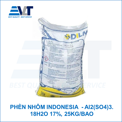 Phèn Nhôm Sunfat, Al2(SO4)3. 18H2O 17%, 25kg/bao, Indonesia