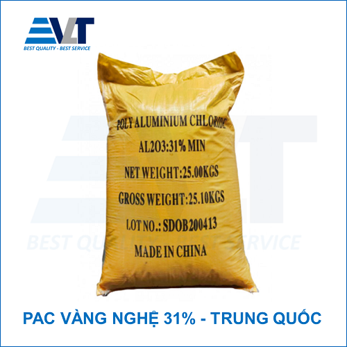 PAC Vàng Nghệ, Poly Aluminium Chloride 31%, 25Kg/Bao, Trung Quốc